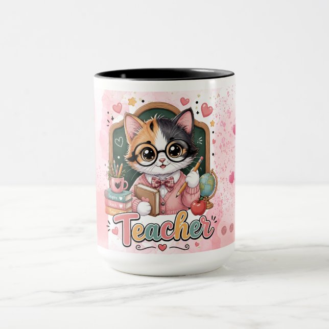 Caneca de Presente de Professora de Gato Fofa (Centro)