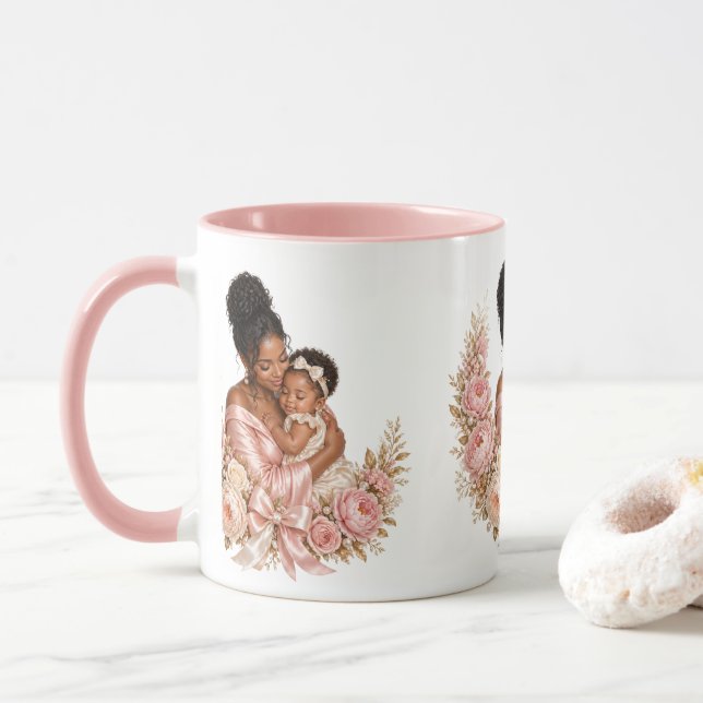 Caneca de presente do Dia das Mães luxuosa preto m (Com Donut)