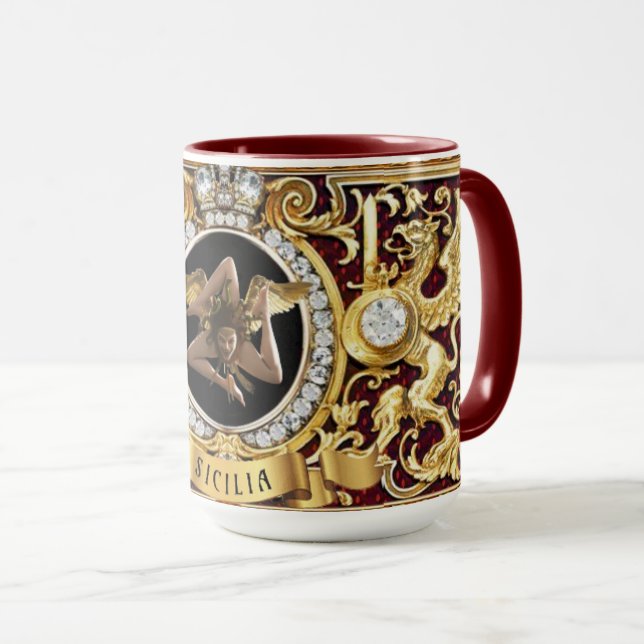 Caneca de Presente Medusa Siciliana Trinacria (Frente Esquerda)