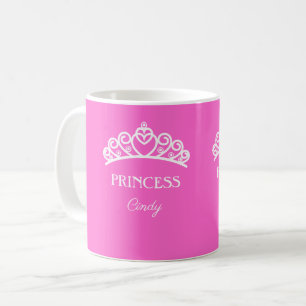 Caneca de princesa personalizada em rosa com nome