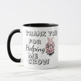 Caneca de professor de floral 'Obrigado por me aju