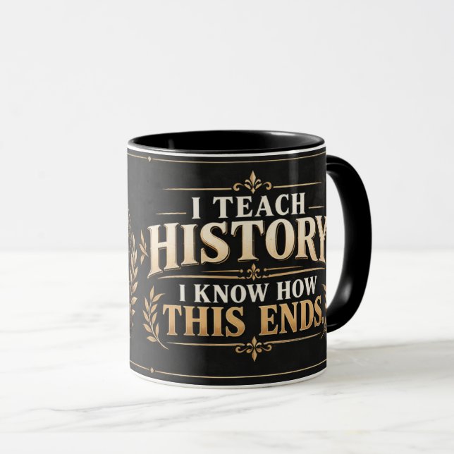 Caneca de Professor de História Engraçado: Eu Sei  (Frente Esquerda)