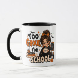 Caneca de professora de Halloween preta Muito Assu