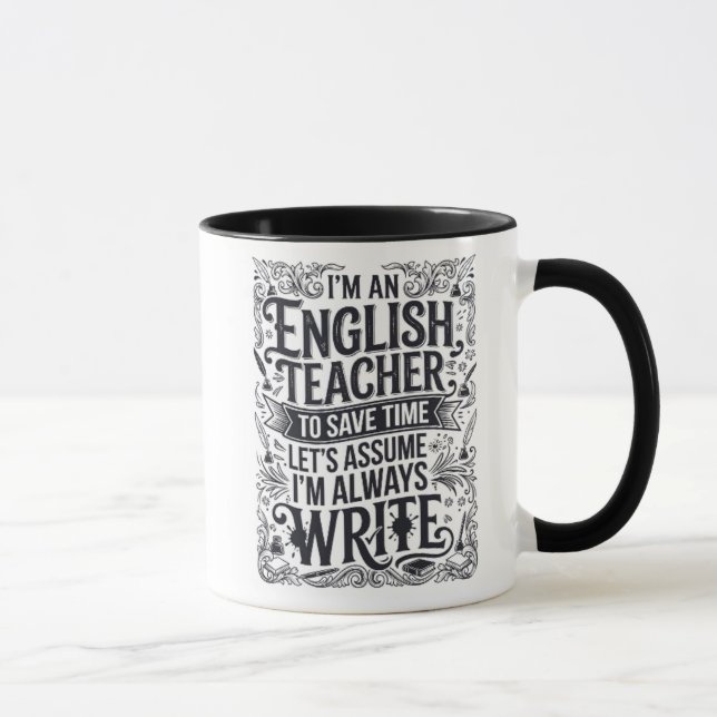 Caneca de Professora de Inglês Engraçada Sempre Es (Direita)