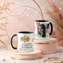 Caneca de Proposta Elegante Dourada - "Você Casa C