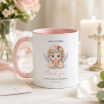 Caneca de Recordação de Batismo de Anjo Agradecime