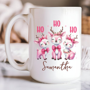 Caneca de rena rosa, Ho ho ho mug, caneca personal