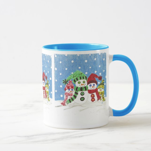 Caneca de retrato da família Snowmen (Direita)