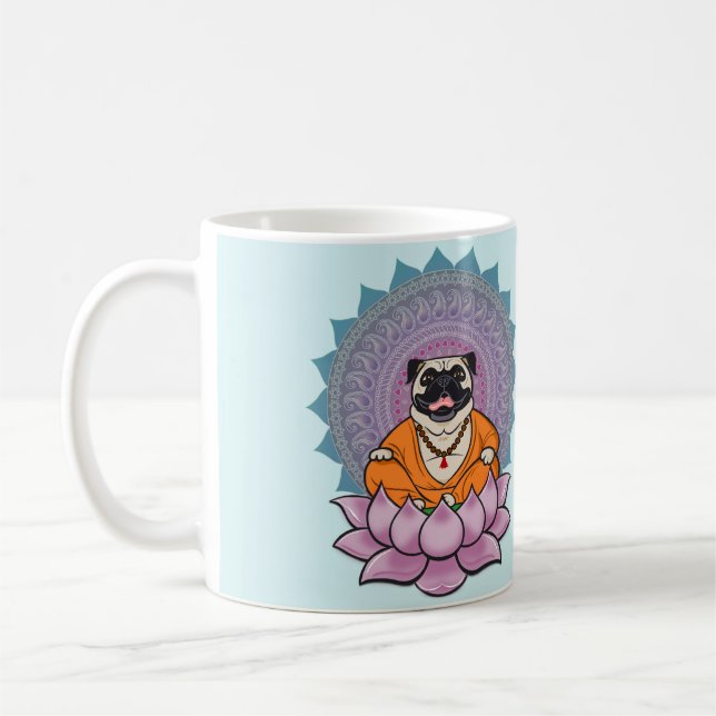Caneca de riso da mandala do Pug (Esquerda)