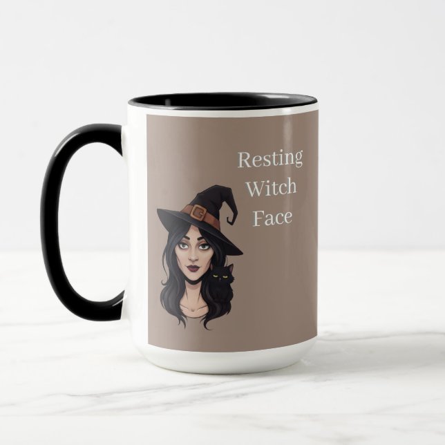 Caneca de Rosto de Bruxa Relaxada | Xícara de Café (Esquerda)