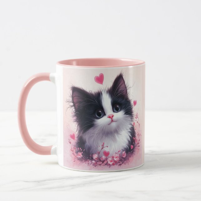 Caneca de Rosto de Gatinho Fofo - Presente Para Am (Esquerda)