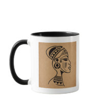 Caneca de Rosto Tribal Africano Abstrato | Linha M