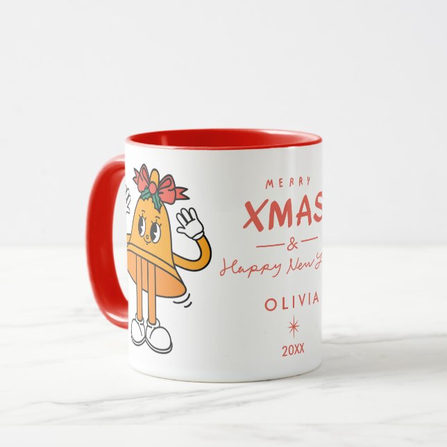 Caneca de Sino de Natal Fofo | Férias Personalizad (Frente Esquerda)