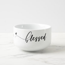 Bênção Script Preto Nome Branco Soup Mug