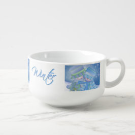 Caneca De Sopa Blues de inverno de Natal giro