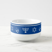 Hanukkah Soup Mug Menorah Star de David Dreidel