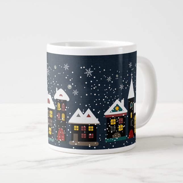 Caneca de sopa jumbo em cena de inverno (Frente Esquerda)