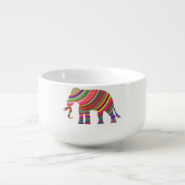 Caneca De Sopa Ondas Prismáticas, Sopa Elefante Vibrante E Única