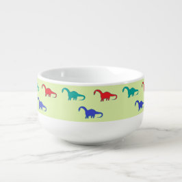 Caneca De Sopa Padrão colorido de dinossauros em verde