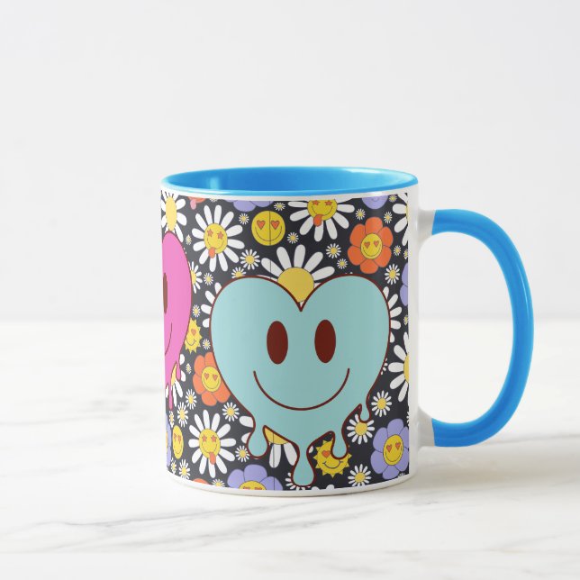 Caneca de Sorriso Retro Design Divertido de Cara S (Direita)