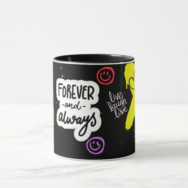 Caneca de Sorriso Retro Design Engraçado Cara Sorr (Centro)