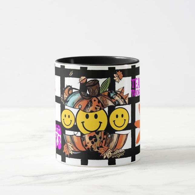 Caneca de Sorriso Retro Design Engraçado Cara Sorr (Centro)