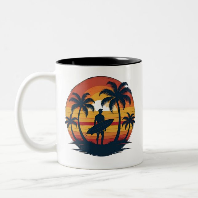 Caneca de Surf retrô - Taça de Café de Praia Sunse (Esquerda)