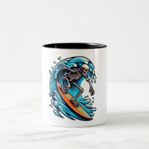 caneca de surfe de esqueleto