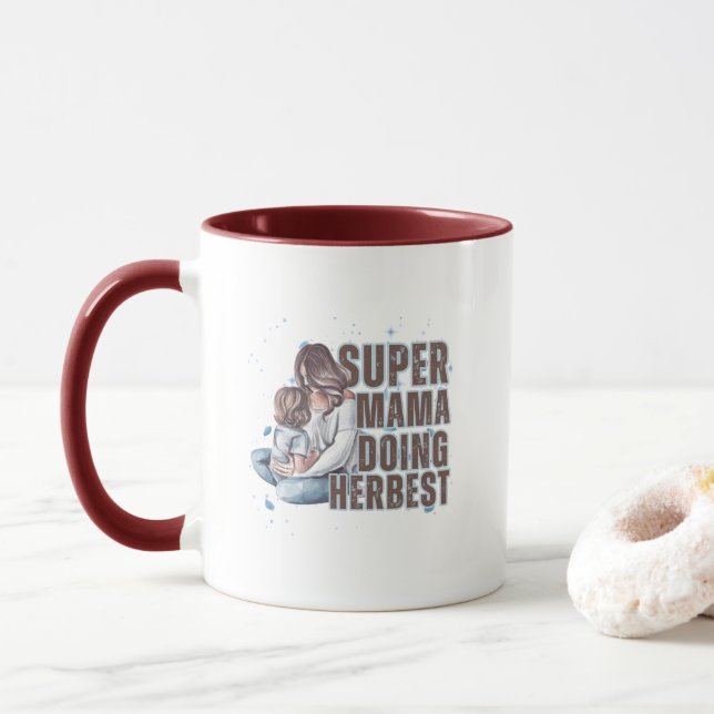 Caneca de Tipografia Moderna com Presente para Mãe (Com Donut)