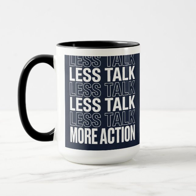 Caneca de Tipografia Motivacional Menos Conversa M (Esquerda)