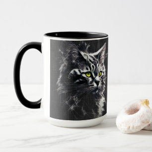 Caneca de Tom Maine Coon com Olhos Verdes de Duas