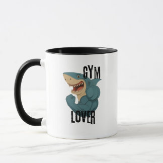 Caneca de Tubarão Amante de Academia - Presente Di