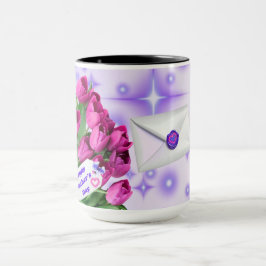 Caneca de Tulipa do Dia das Mães Feliz
