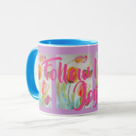 Caneca de Tulipa Rosa Floral Aquarela Roxa