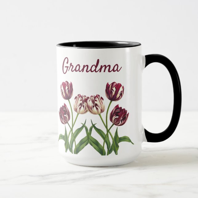 Caneca de Tulipas Marrons com Nome (Direita)