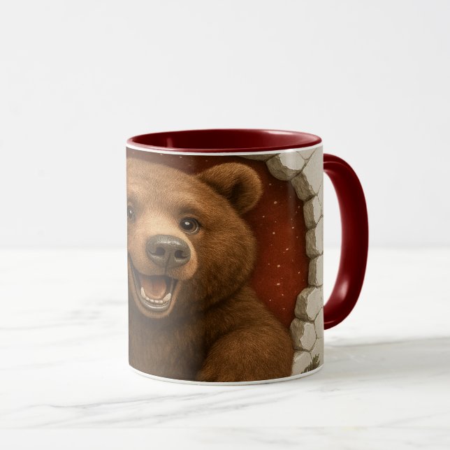 Caneca de Urso de Desenho Animado Fofo Imprimível  (Frente Esquerda)