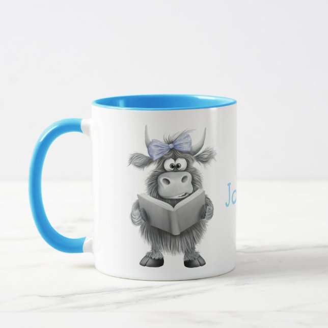 Caneca de Vaca Cuta Personalizada com Alça Azul (Esquerda)