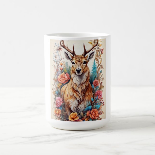 Caneca de Veado em Aquarela - Caneca de Café com C (Centro)