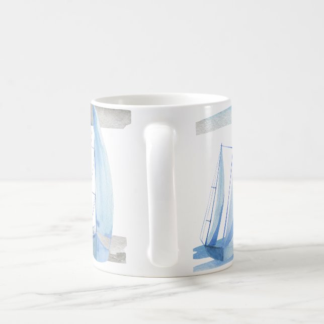 Caneca de veleiro: Padrão de aquarela (Alça)