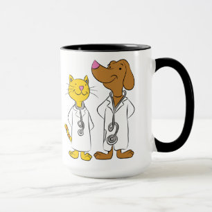 Caneca de veterinários de gatos e cães ilustrados