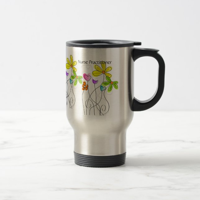 Caneca de viagem 2 florais do médico da enfermeira (Direita)