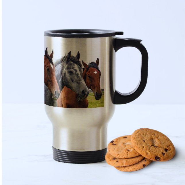 Caneca de Viagem 3 Cabeças de Cavalo – Perfeita pa (Criador carregado)