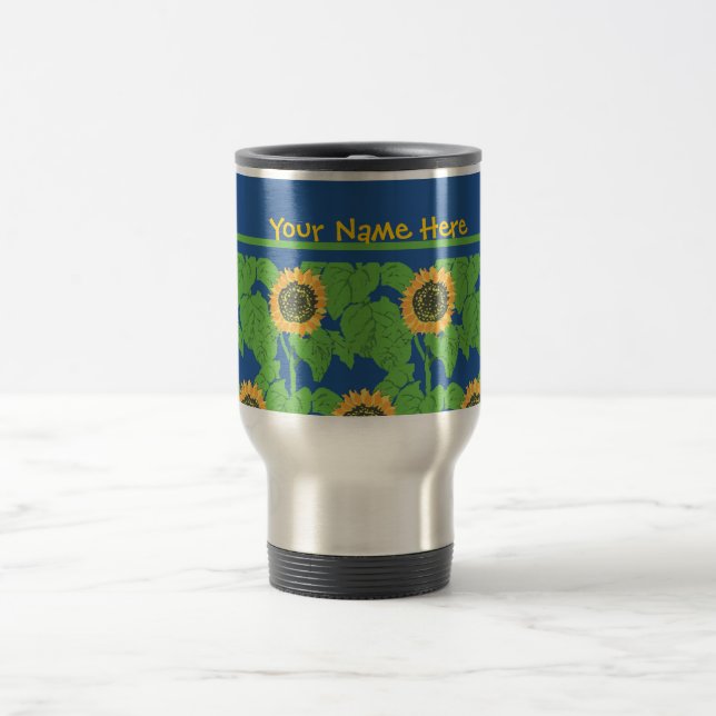 Caneca de viagem a personalizar, girassóis (Centro)