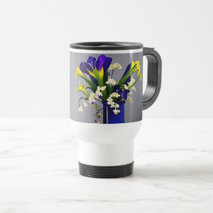 Caneca de viagem belo vaso azul com flores