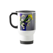 Caneca de viagem belo vaso azul com flores