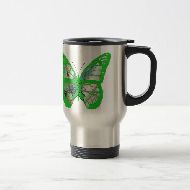 Caneca de Viagem Borboleta de Conscientização da D (Direita)