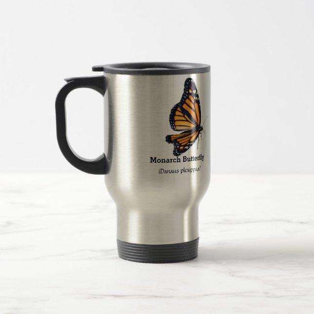 Caneca de Viagem Borboleta Laranja Nome Personaliz (Esquerda)