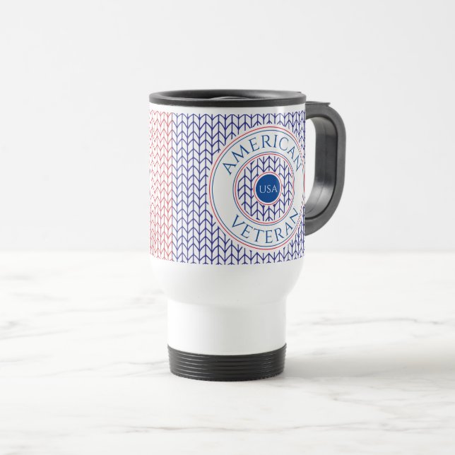 CANECA DE VIAGEM BRANCA DE VETERANO AMERICANO (Frente Esquerda)