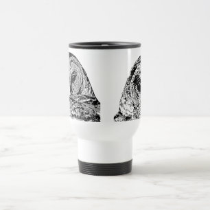 Caneca de viagem branca - duas imagens da coruja