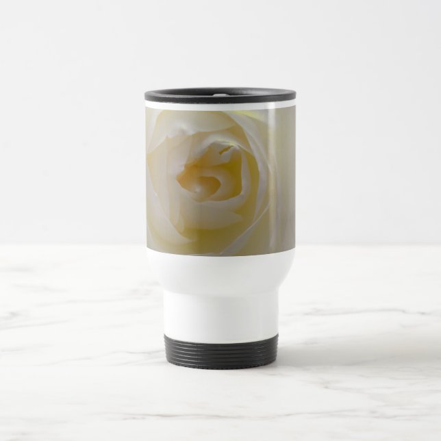 Caneca de viagem branca para a Rosa de rosas (Centro)